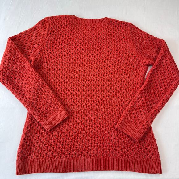 Talbots Orange Eyelet Sweater Women's size Small Wool Blend Crewneck - Picture 4 of 5